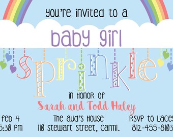 Rainbow Themed Sprinkle or Baby Shower Invitation (DIGITAL COPY)