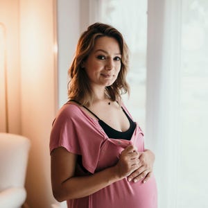 Three Little Tots Rose Pink Labor and Delivery Nursing Hospital Gown- Pajamas & Breastfeeding