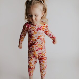 Wild Child Flower Jammies Kids Soft Pjs and Lougewear Pajama Set image 3