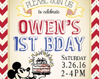 Classic Mickey Mouse Birthday Invitation (DIGITAL COPY)