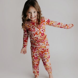 Wild Child Flower Jammies Kids Soft Pjs and Lougewear Pajama Set image 7