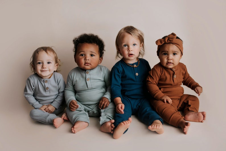 TROIS PETITS TOUT Baby Girl Boy Romper Corps côtelé Solide Uni Une Pièce Combinaisons Une Pièce Vêtements Bébé Tenues Chute... image 4