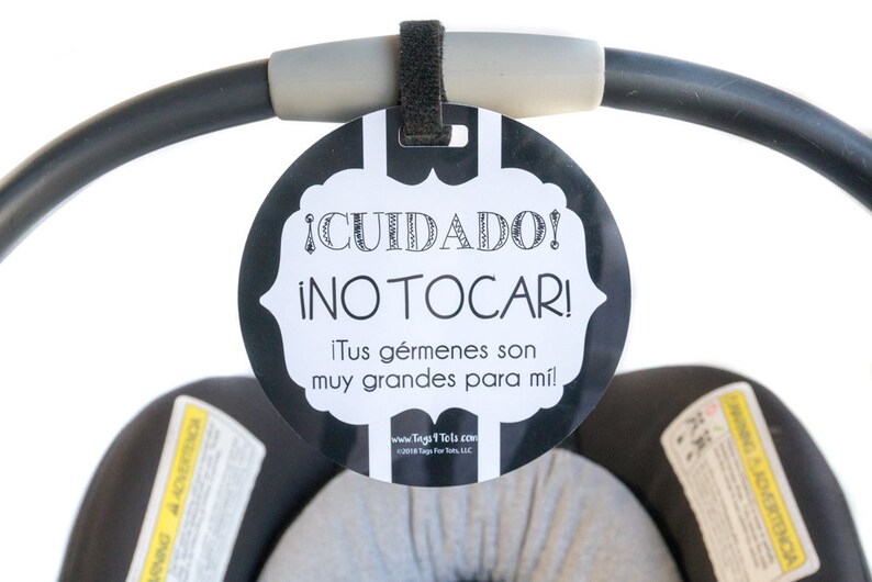Spanish & English Tag Baby Safety Sign, Newborn, Baby Car Seat Tag, Stroller Tag image 3