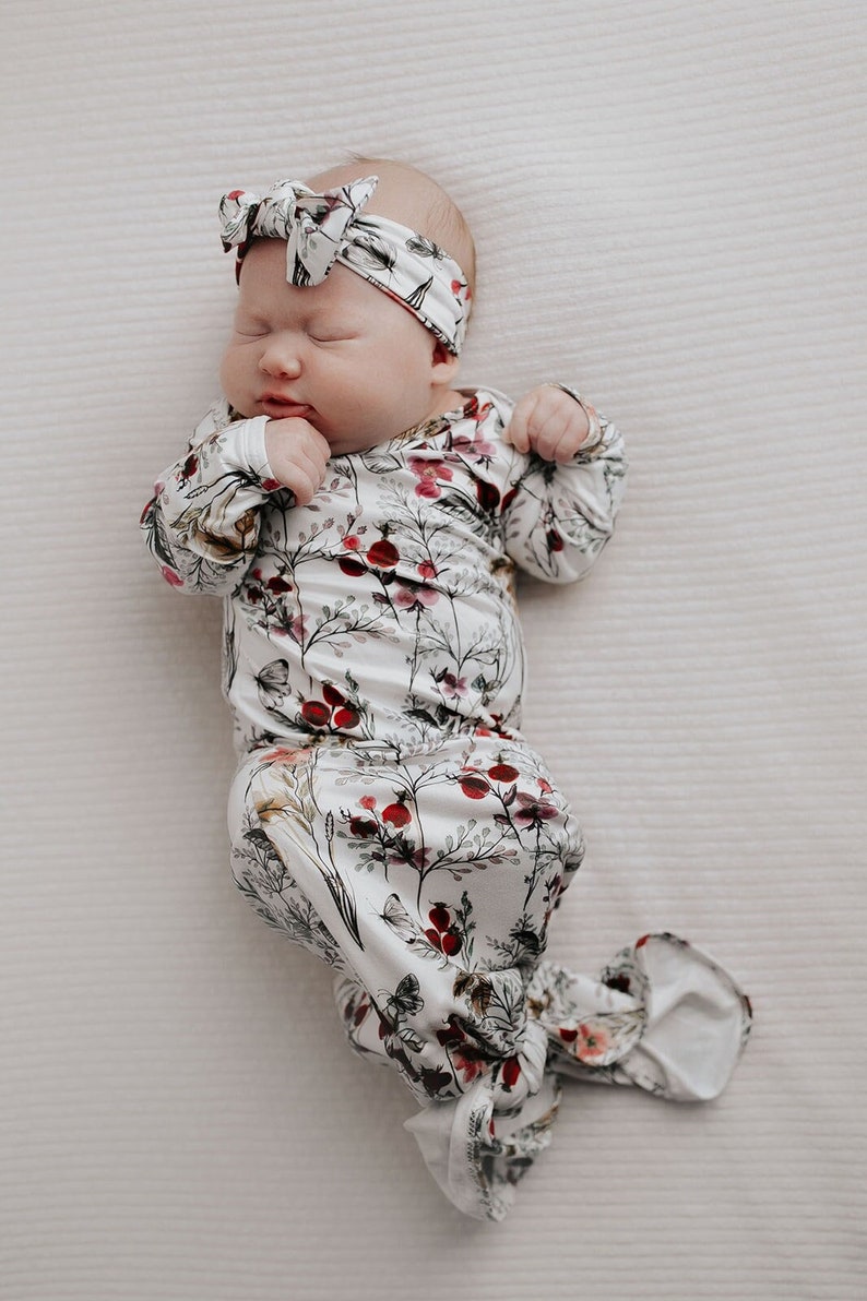 Ultra Soft Newborn Headband and Knotted Bow image 1