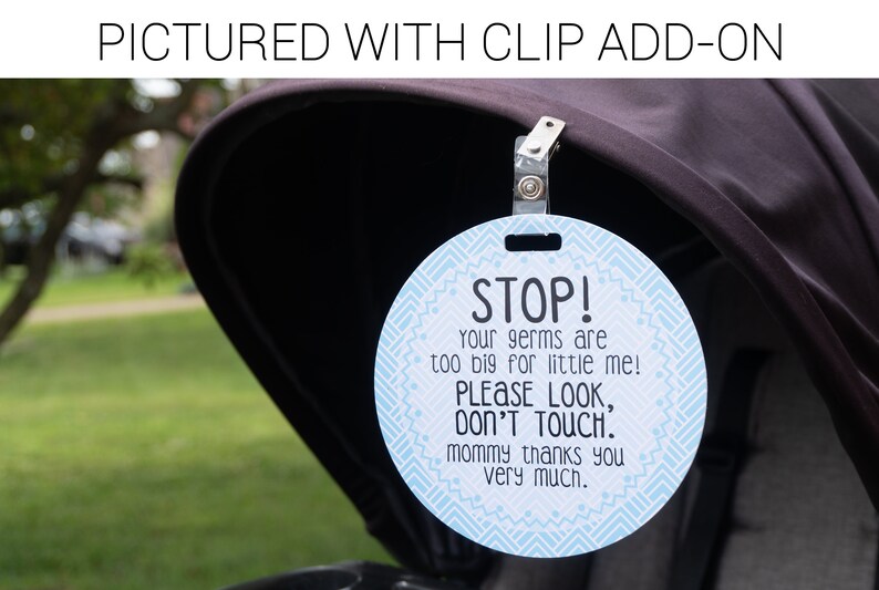 Light Blue Stop Tag Stop Please Look Don't Touch Blue Preemie Sign, Newborn CPSIA Safety Tested no touching tag for baby carseat image 3