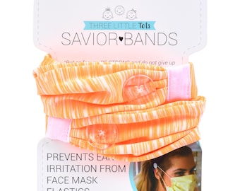 Orange & White Headband with Buttons Savior Bands - Headbands for Masks for Nurses, doctors, teachers