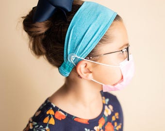 Kids Blue Headband with Buttons Savior Bands - Headbands for Masks for Nurses, doctors, teachers