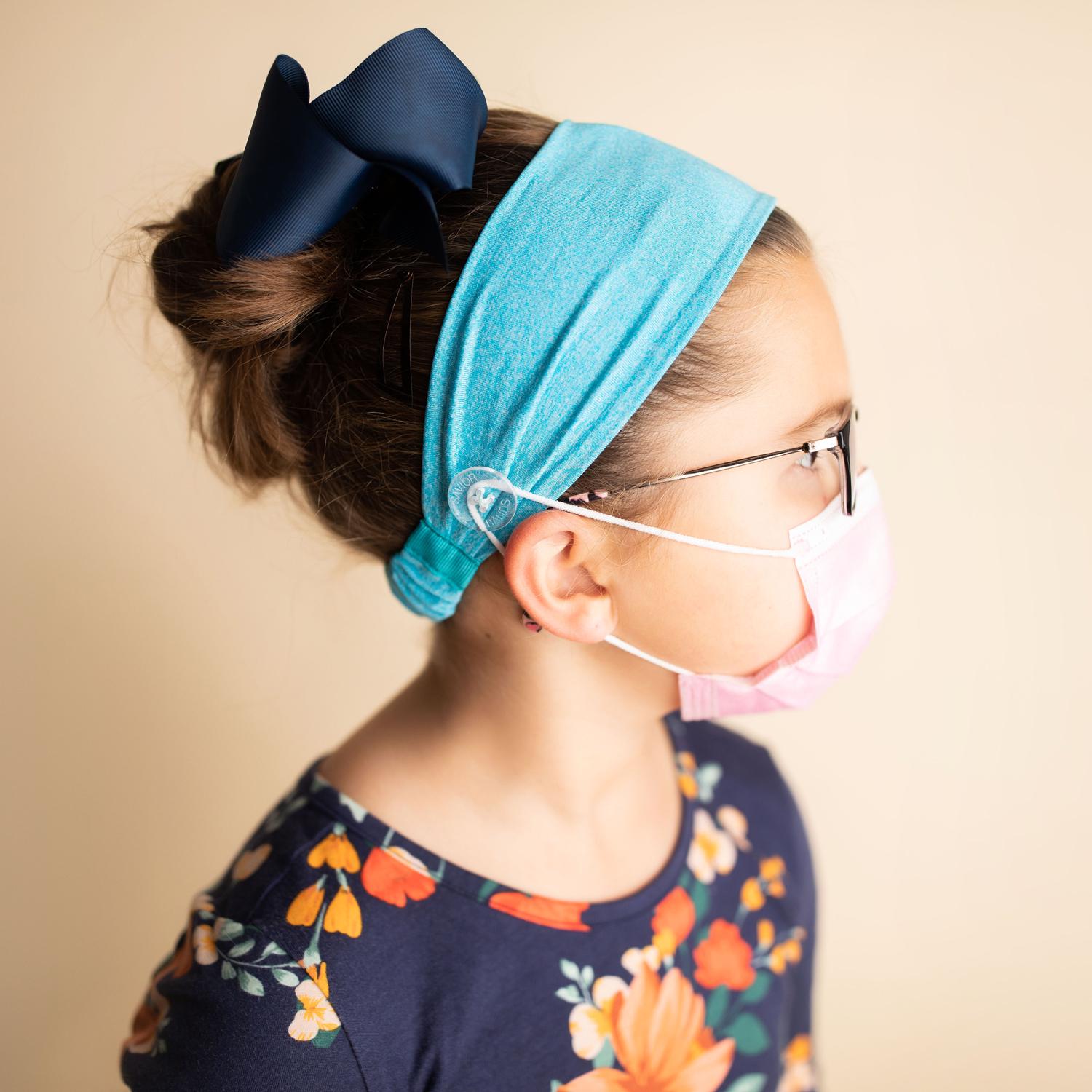 Kids Blue Headband with Buttons Savior Bands - Headbands for Masks for Nurses, doctors, teachers