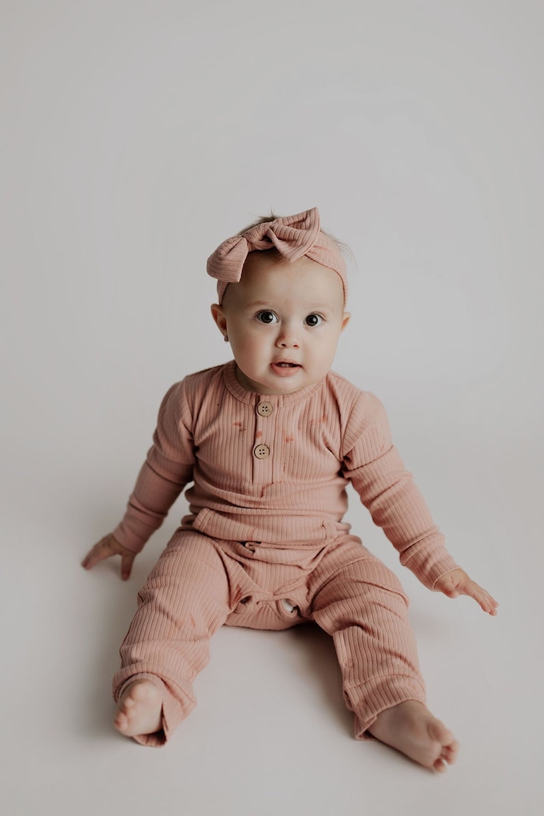 TROIS PETITS TOUT Baby Girl Boy Romper Corps côtelé Solide Uni Une Pièce Combinaisons Une Pièce Vêtements Bébé Tenues Chute... image 1