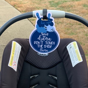 Blue Llama No Touching Baby Car Seat Sign Save The Drama Don't Touch The Baby Llama CPSIA Safety Tested image 7