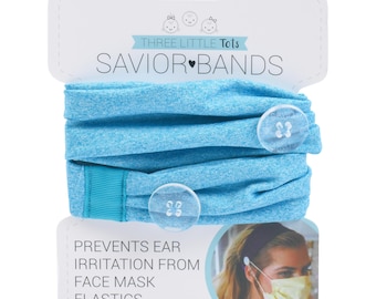 Light Blue Headband with Buttons Savior Bands - Headbands for Masks for Nurses, doctors, teachers