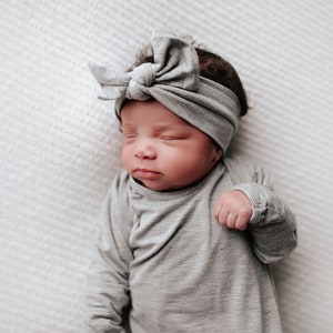 Ultra Soft Newborn Headband and Knotted Bow image 1