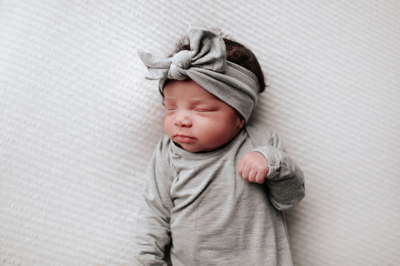 Ultra Soft Newborn Headband and Knotted Bow image 1