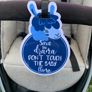 Blue Llama No Touching Baby Car Seat Sign Save The Drama Don't Touch The Baby Llama CPSIA Safety Tested image 8