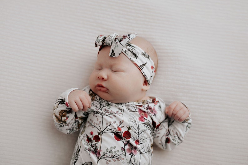 Ultra Soft Newborn Headband and Knotted Bow image 5