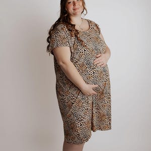 green leopard print dress plus size Standards & Practices Plus Size Cap Sleeve High-Low Tulip Dress main image 1