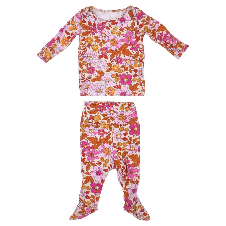 Wild Child Flower Jammies Kids Soft Pjs and Lougewear Pajama Set image 9