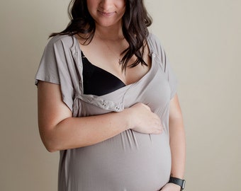 Chemise d'hôpital pour le travail et l'accouchement | Robe de maternité | Robe chemisier d'allaitement | Sac d'hôpital | Sac maman | Chemise de nuit de maternité