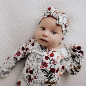 Ultra Soft Newborn Headband and Knotted Bow image 4