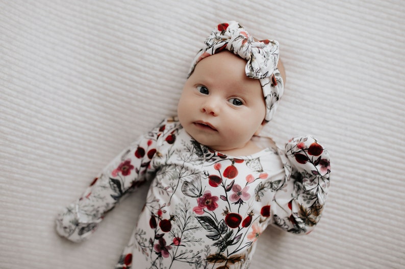 Ultra Soft Newborn Headband and Knotted Bow image 4