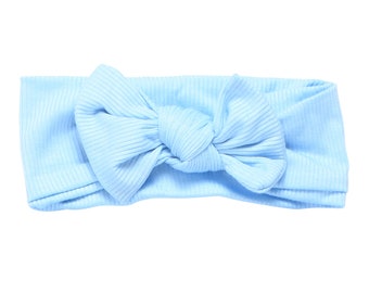 Baby Blue Ultra Soft Newborn Headband and Knotted Bow