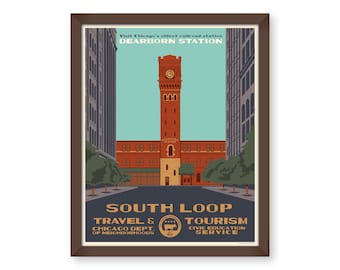 South Loop (Chicago Neighborhood) WPA-Inspired Poster