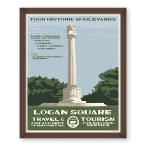 Logan Square (Chicago Neighborhood) WPA-Inspired Poster