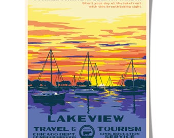 Lakeview (Chicago Neighborhood) WPA-Inspired Poster