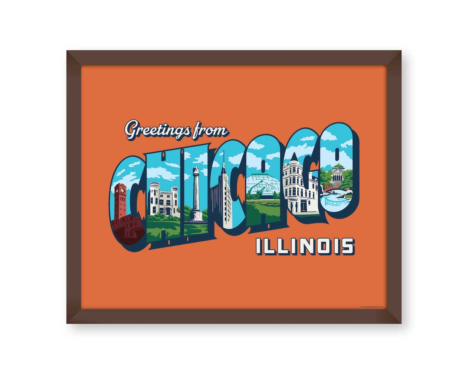 Greetings from Chicago Vintage PostcardInspired Print Etsy