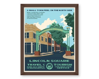 Lincoln Square (Quartier de Chicago) Affiche inspirée de la WPA