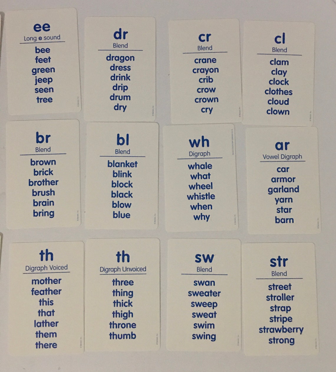 Phonics Flash Cards Digraphs and Blends 36 Cards Etsy