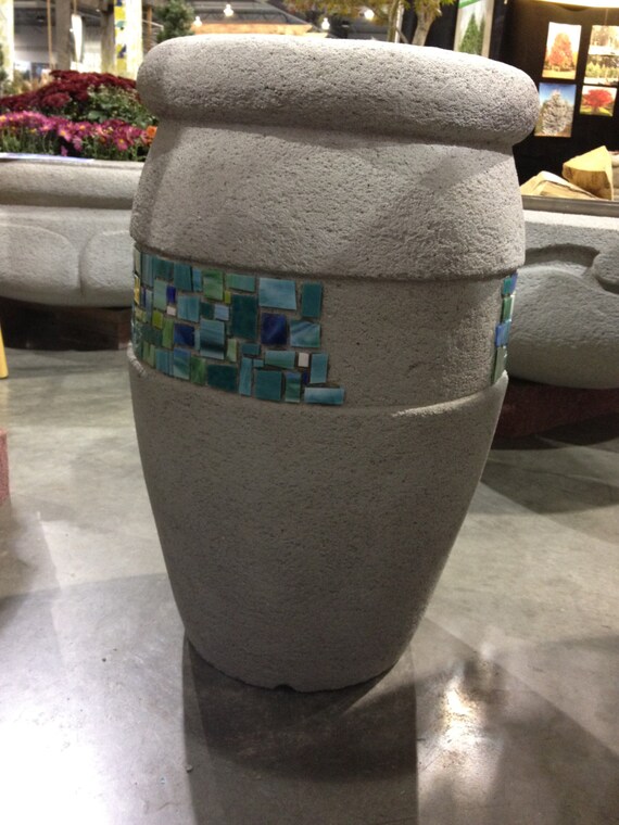 Hand-carved Concrete & Mosaic Planter/fountain - Etsy