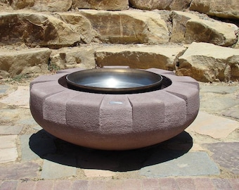 Custom Concrete Outdoor Firepit (Firepot) Hand-Carved by Joe Rivera & Cristi Mason-Rivera (Rampart Design)