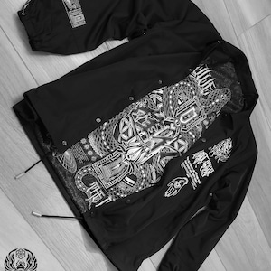 EVOLVE The MIND Waterproof Button-Up Windbreaker AR Activated // Sacred Geometry Jacket // Festival Apparel // Streetwear // Unisex / image 8