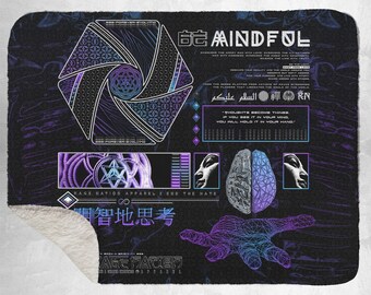 Mind Of Zen V1 Fleece Sherpa Blanket // Blankets and Throws / Sherpa Fabric / Throws / Bedding / Home & Living / Home Decor