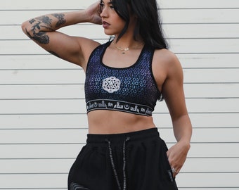 MIND Of ZEN V1 • IRIDESCENT • Luxe Sports Bra / Clothing / Women's Clothing / Sports & Fitness / Black / Yoga Bra / Yoga Sports Bra / Yoga