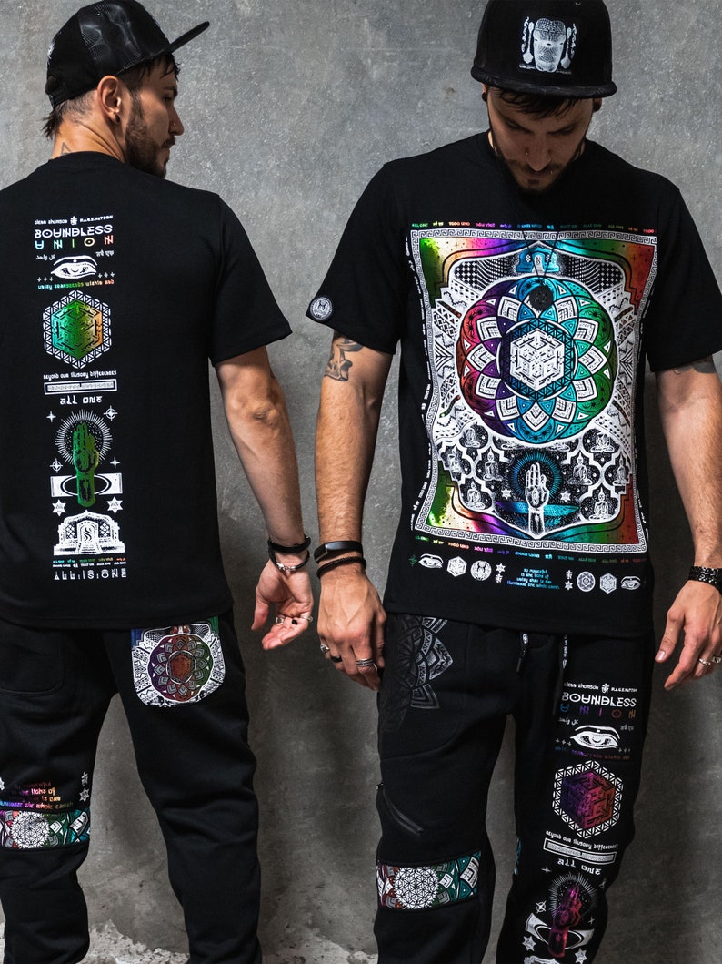 Boundless Union V2 Spectrum Premium T-Shirt // Sacred Geometry T-shirt // Festival Apparel // Streetwear // Art / image 1