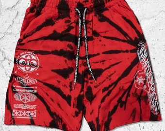 COEXIST V1 • Red Swirl Tie-Dye • Lounge-Fit Shorts w/ hidden pocket