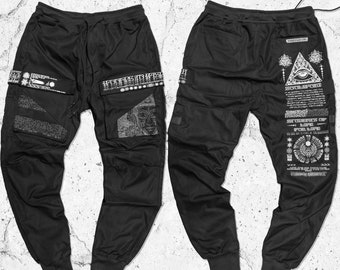 WOUNDS to WISDOM • Slim Fit Tactical Joggers w/ Hidden Pocket //Joggers w/ Pocket//Streetwear Clothing/Festival Clothing /With Straps