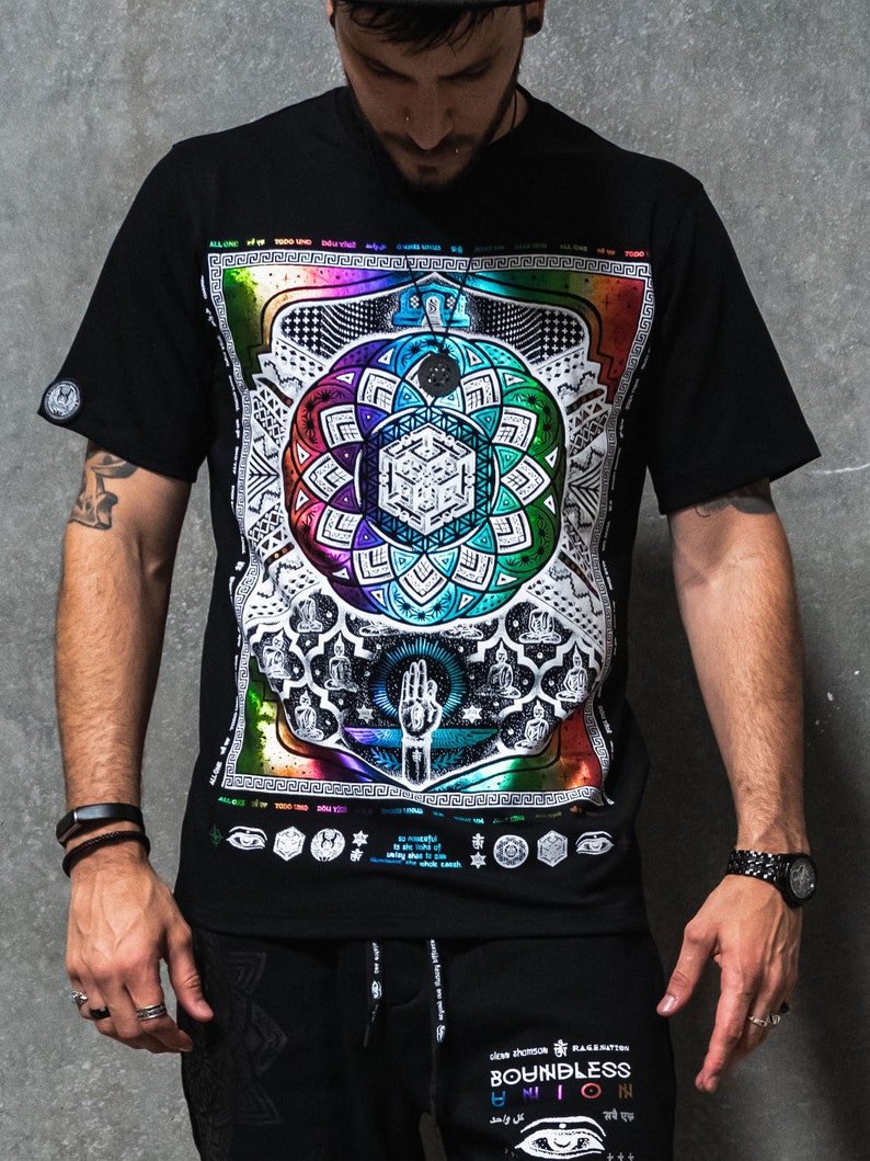 Boundless Union V2 Spectrum Premium T-Shirt // Sacred Geometry T-shirt // Festival Apparel // Streetwear // Art / image 4