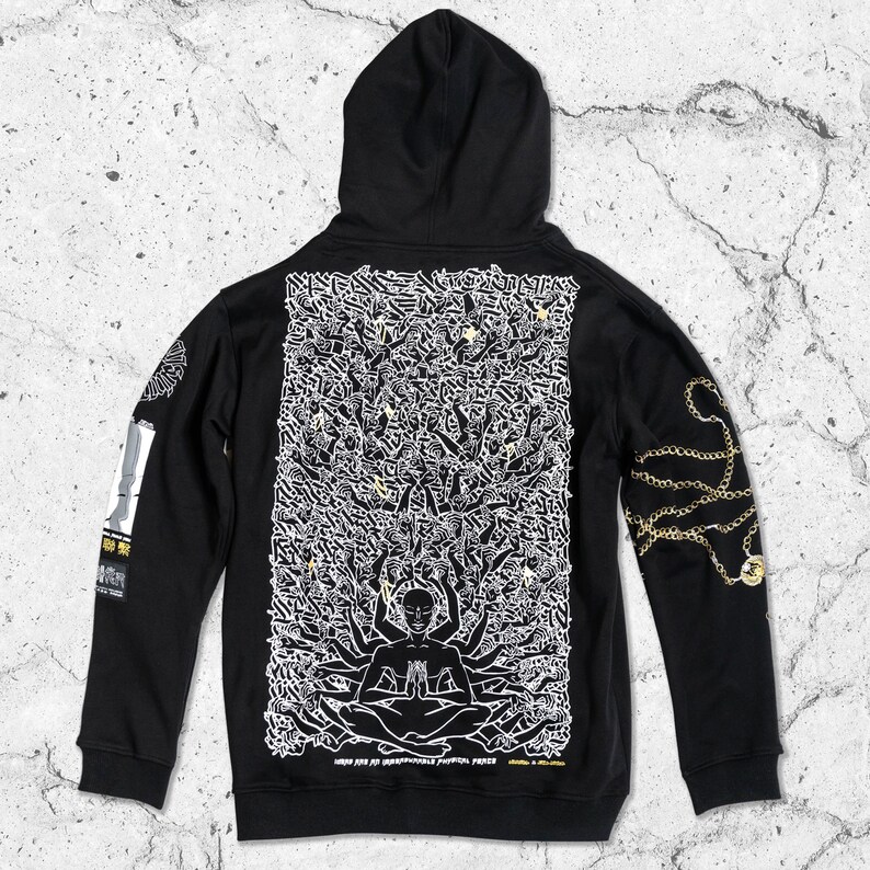 MIND Of 1000 LIMBS SUMMONS Hidden Pocket Hoodie // Festival Hoodie w/ Hidden Pocket // Sacred Geometry Hoodie // Streetwear Bild 9