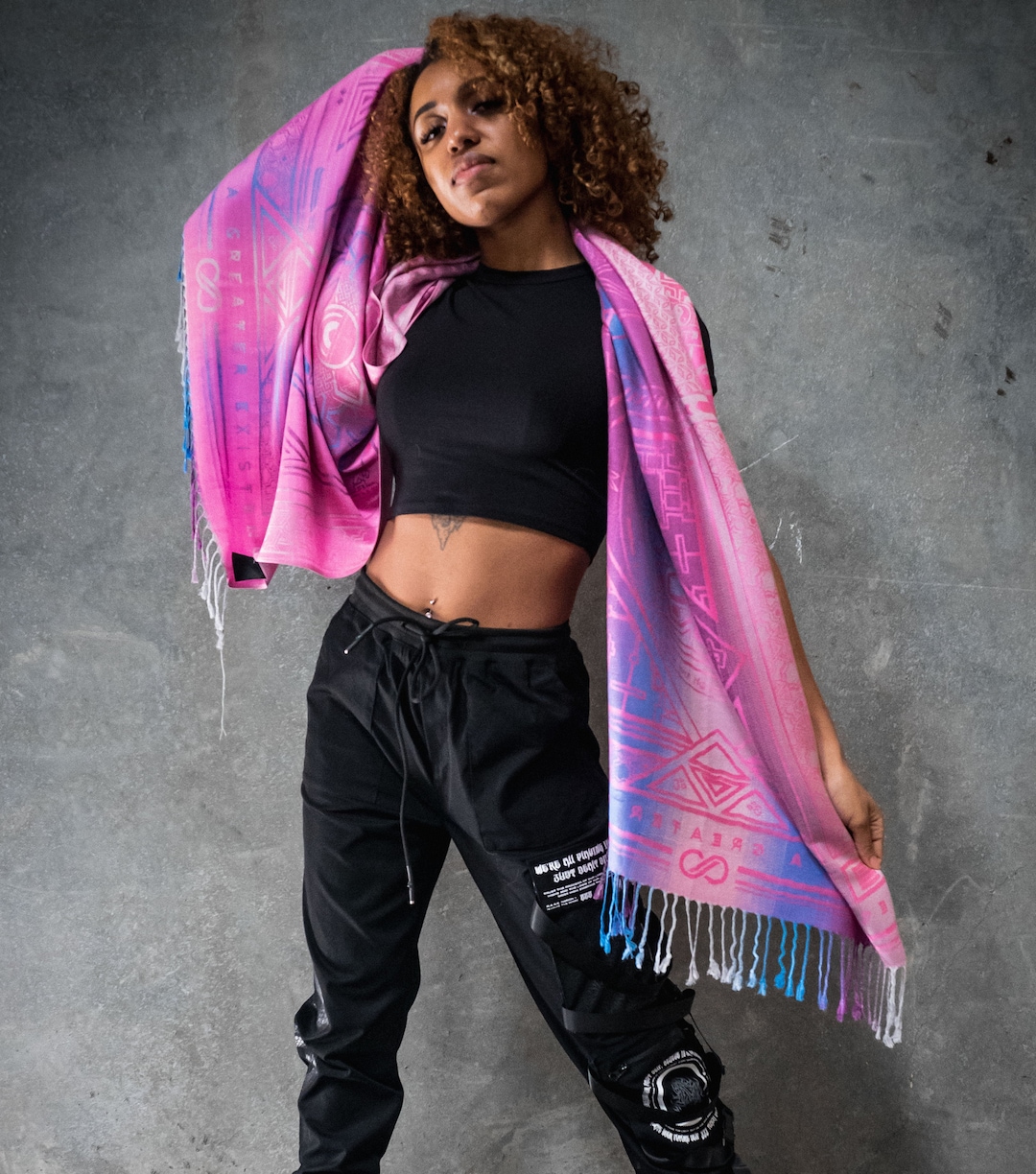 Kashmin Rave PINK AMETHYST DHARMA • Reversible Festival Shawl / Scarf // Festival ...