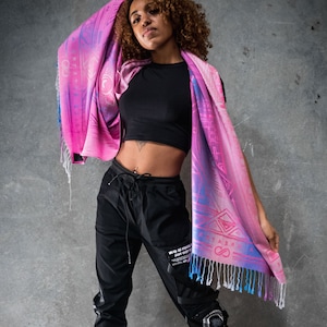 PINK AMETHYST DHARMA • Reversible Festival Shawl / Scarf // Festival Pashmina / Festival Shawl / Scarf / Rave Apparel / Rave Accessories