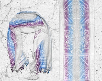 WHITE AMETHYST DHARMA • Reversible Festival Shawl / Scarf // Festival Pashmina / Festival Shawl / Scarf / Rave Apparel / Rave Accessories