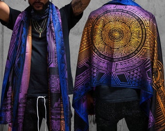 TRANSCENDENCE • SUNSET •  Grokko Collab • Reversible Festival Shawl / Scarf // Festival Pashmina / Festival Shawl