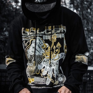 GOLDEN TEACHERS V2 • AR Activated PSIL0CYBIN Tribute • Premium Hoodie Festival Hoodie w/ Hidden Pocket // Cyber Punk Hoodie // Streetwear