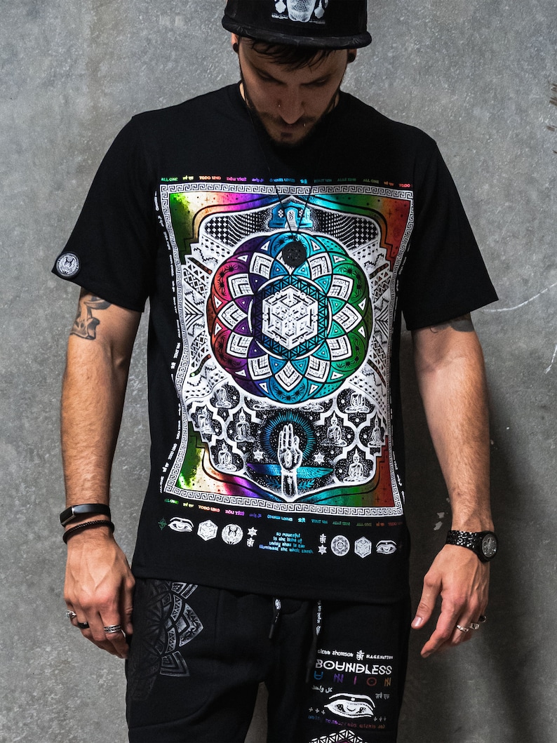 Boundless Union V2 Spectrum Premium T-Shirt // Sacred Geometry T-shirt // Festival Apparel // Streetwear // Art / image 9