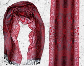 WOUNDS TO WISDOM • Yantrart x Rage Nation • Red Gradient Shawl /Scarf/ Festival Pashmina / Festival Shawl / Festival Scarf / Pashmina