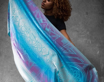 TEAL AMETHYST DHARMA • Reversible Festival Shawl / Scarf // Festival Pashmina / Festival Shawl / Scarf / Rave Apparel / Rave Accessories