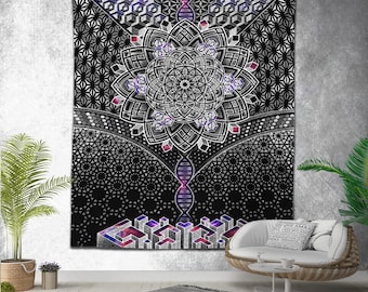 ONENESS Tapestry • Sacred Geometry • Geometric Wall Art • Trippy Wall Hanging • Boho Wall Decor